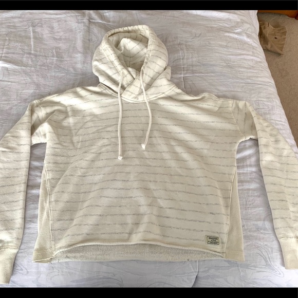 2 for $20 🎀 White Striped Abercrombie Hoodie - Picture 1 of 4